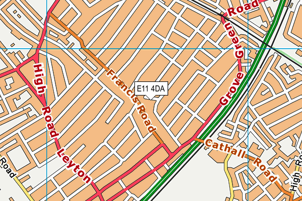 E11 4DA map - OS VectorMap District (Ordnance Survey)