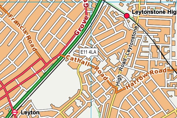 Leytonstone Leisure Centre map (E11 4LA) - OS VectorMap District (Ordnance Survey)