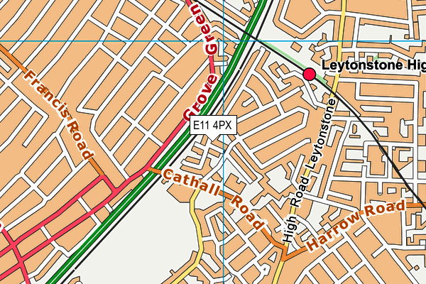 E11 4PX map - OS VectorMap District (Ordnance Survey)