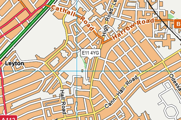 E11 4YG map - OS VectorMap District (Ordnance Survey)