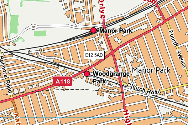 E12 5AD map - OS VectorMap District (Ordnance Survey)