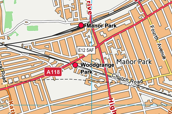 E12 5AF map - OS VectorMap District (Ordnance Survey)