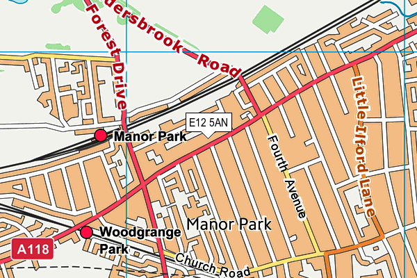 E12 5AN map - OS VectorMap District (Ordnance Survey)