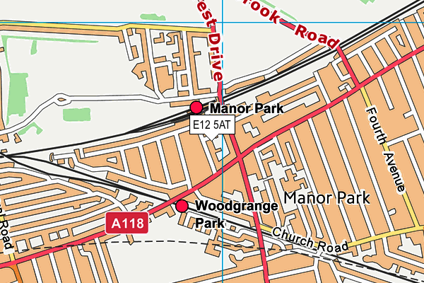 E12 5AT map - OS VectorMap District (Ordnance Survey)
