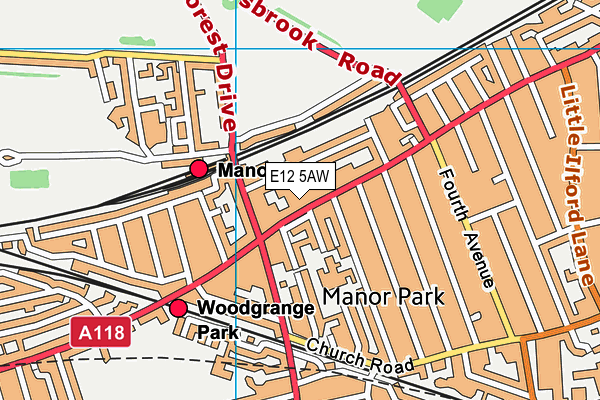 E12 5AW map - OS VectorMap District (Ordnance Survey)