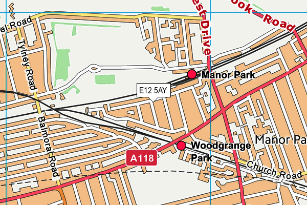 E12 5AY map - OS VectorMap District (Ordnance Survey)
