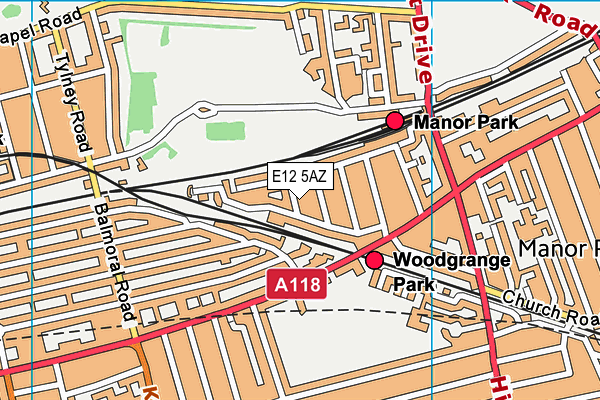 E12 5AZ map - OS VectorMap District (Ordnance Survey)