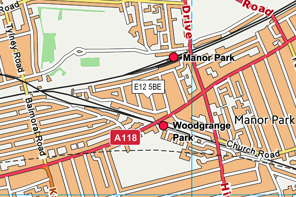 E12 5BE map - OS VectorMap District (Ordnance Survey)