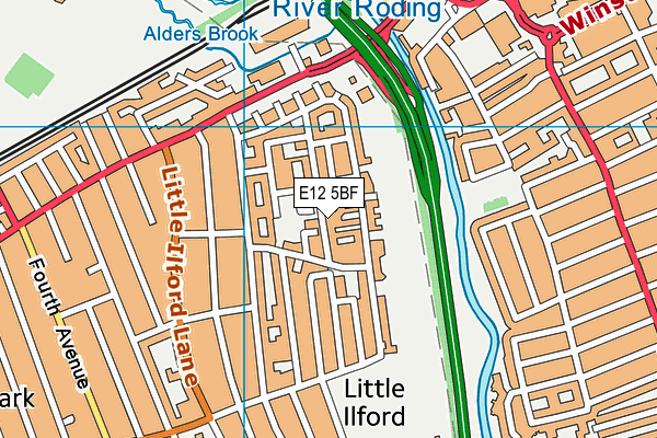 E12 5BF map - OS VectorMap District (Ordnance Survey)