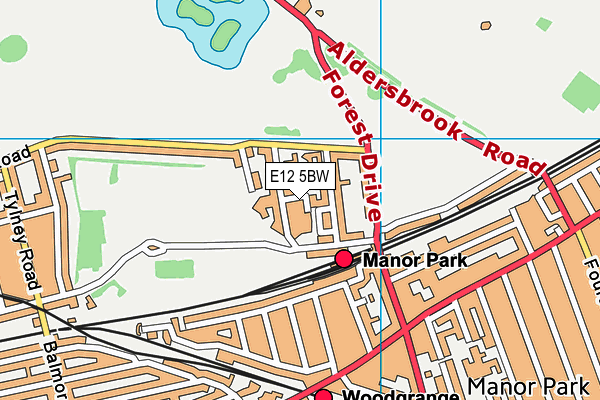 E12 5BW map - OS VectorMap District (Ordnance Survey)