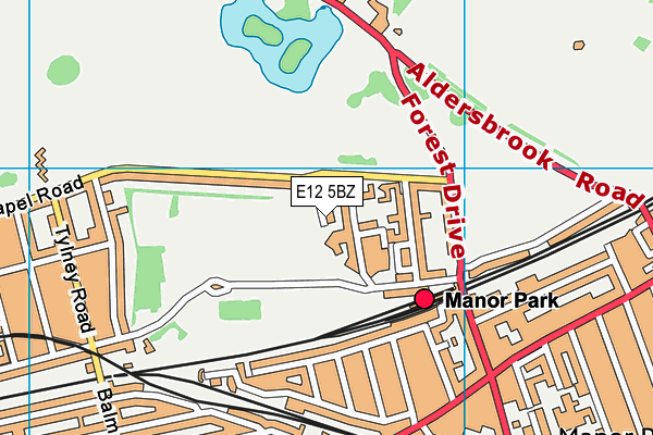 E12 5BZ map - OS VectorMap District (Ordnance Survey)
