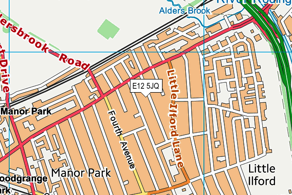 E12 5JQ map - OS VectorMap District (Ordnance Survey)