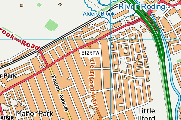 E12 5PW map - OS VectorMap District (Ordnance Survey)