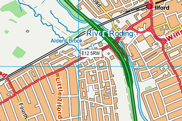 E12 5RW map - OS VectorMap District (Ordnance Survey)