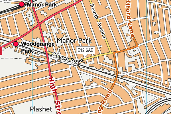 E12 6AE map - OS VectorMap District (Ordnance Survey)