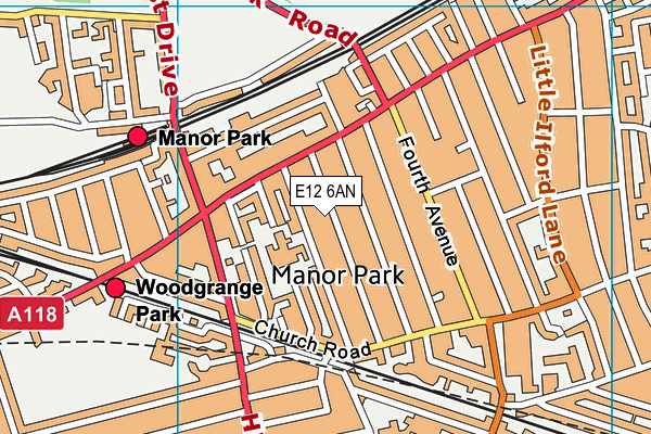 E12 6AN map - OS VectorMap District (Ordnance Survey)