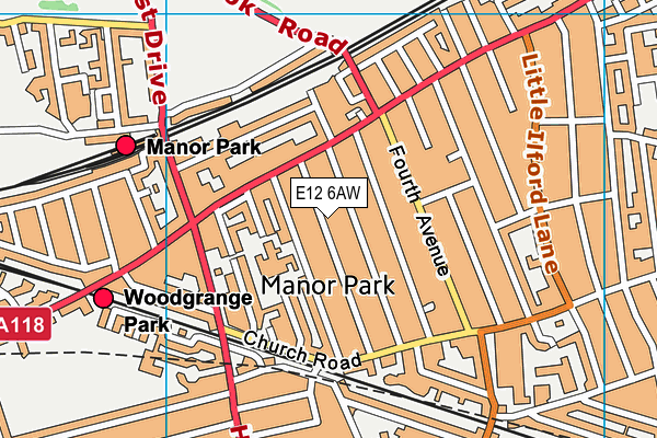 E12 6AW map - OS VectorMap District (Ordnance Survey)