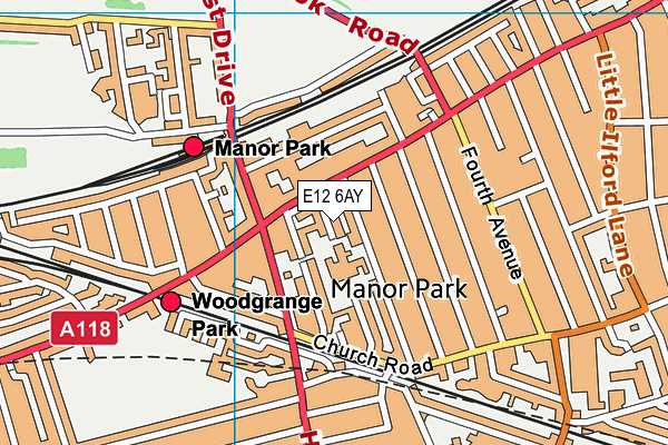 E12 6AY map - OS VectorMap District (Ordnance Survey)