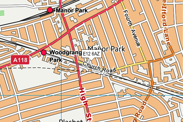 E12 6AZ map - OS VectorMap District (Ordnance Survey)