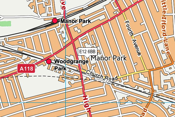 E12 6BB map - OS VectorMap District (Ordnance Survey)