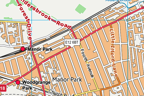 E12 6BT map - OS VectorMap District (Ordnance Survey)