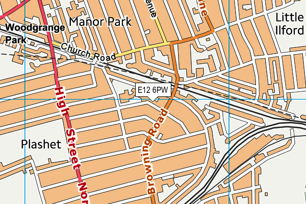 E12 6PW map - OS VectorMap District (Ordnance Survey)