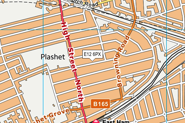 E12 6PX map - OS VectorMap District (Ordnance Survey)