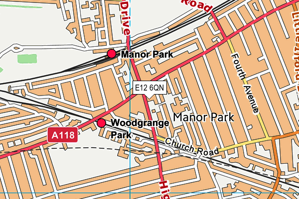Manor Park Fitness Centre (Closed) map (E12 6QN) - OS VectorMap District (Ordnance Survey)