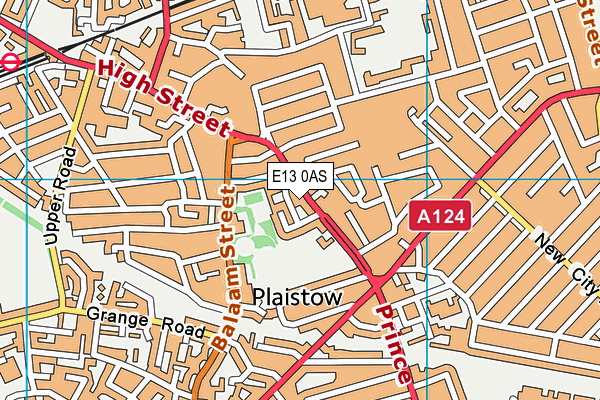 E13 0AS map - OS VectorMap District (Ordnance Survey)