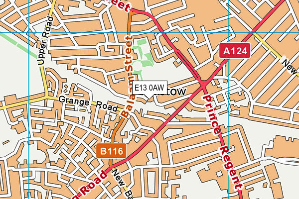 E13 0AW map - OS VectorMap District (Ordnance Survey)