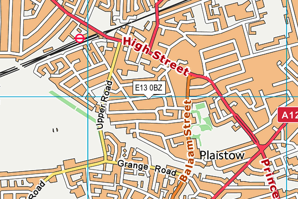 E13 0BZ map - OS VectorMap District (Ordnance Survey)