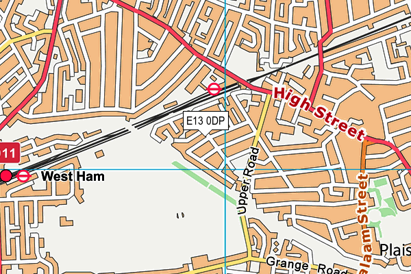 E13 0DP map - OS VectorMap District (Ordnance Survey)