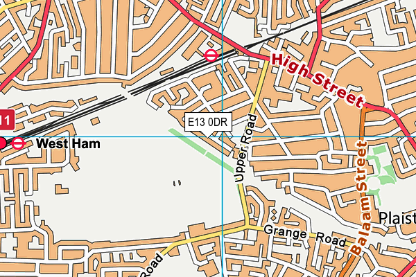 E13 0DR map - OS VectorMap District (Ordnance Survey)