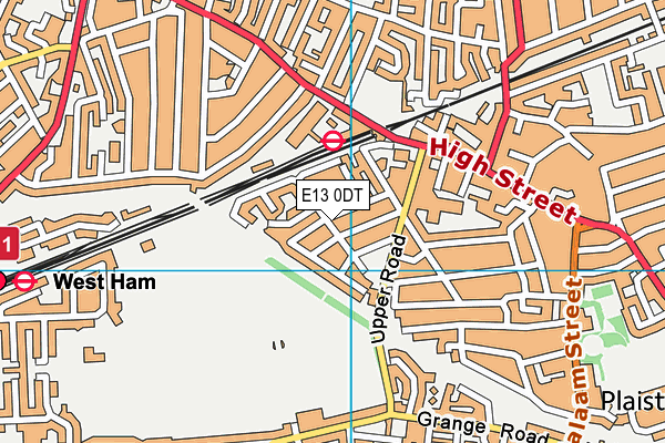 E13 0DT map - OS VectorMap District (Ordnance Survey)
