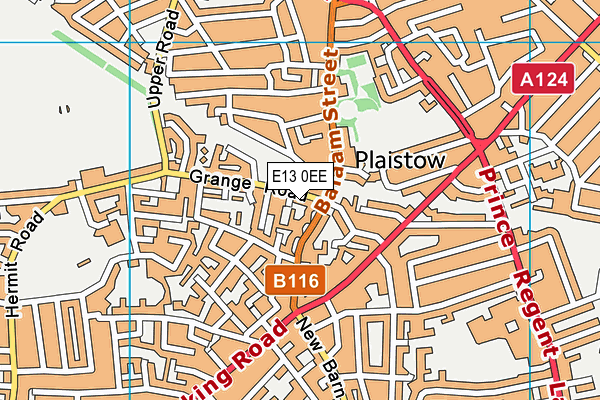 E13 0EE map - OS VectorMap District (Ordnance Survey)