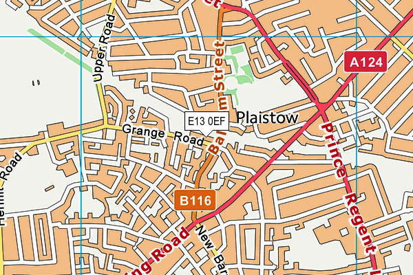 E13 0EF map - OS VectorMap District (Ordnance Survey)