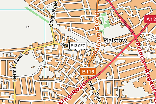 E13 0EG map - OS VectorMap District (Ordnance Survey)