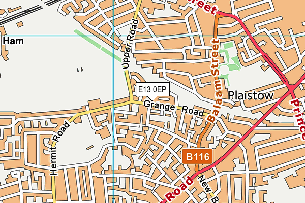 E13 0EP map - OS VectorMap District (Ordnance Survey)