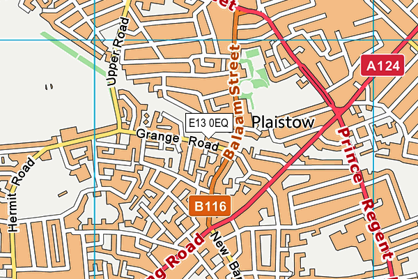 E13 0EQ map - OS VectorMap District (Ordnance Survey)