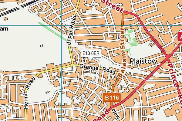 E13 0ER map - OS VectorMap District (Ordnance Survey)