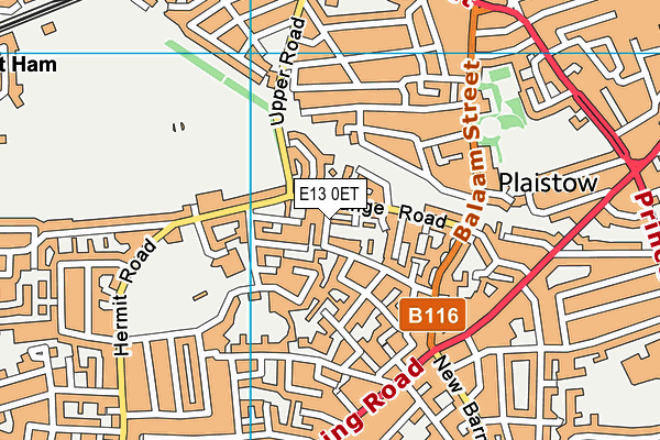 E13 0ET map - OS VectorMap District (Ordnance Survey)