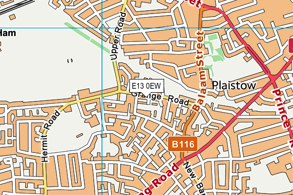 E13 0EW map - OS VectorMap District (Ordnance Survey)