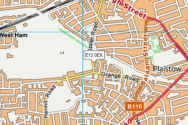 E13 0EX map - OS VectorMap District (Ordnance Survey)