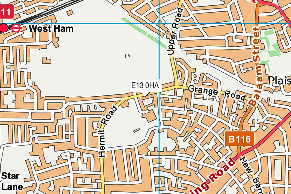 E13 0HA map - OS VectorMap District (Ordnance Survey)