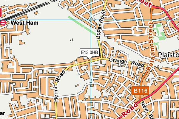 E13 0HB map - OS VectorMap District (Ordnance Survey)