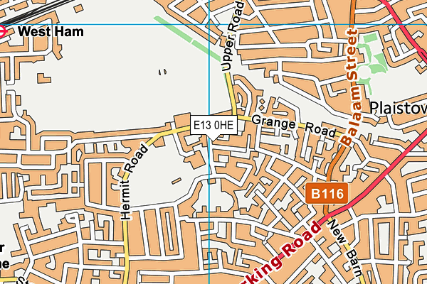 E13 0HE map - OS VectorMap District (Ordnance Survey)
