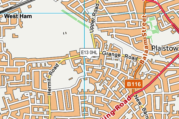 E13 0HL map - OS VectorMap District (Ordnance Survey)