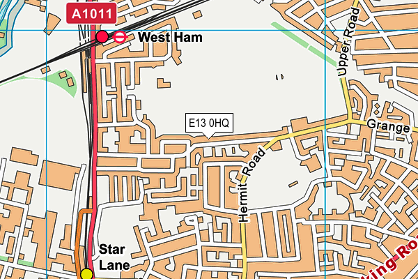E13 0HQ map - OS VectorMap District (Ordnance Survey)