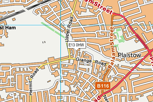 E13 0HW map - OS VectorMap District (Ordnance Survey)