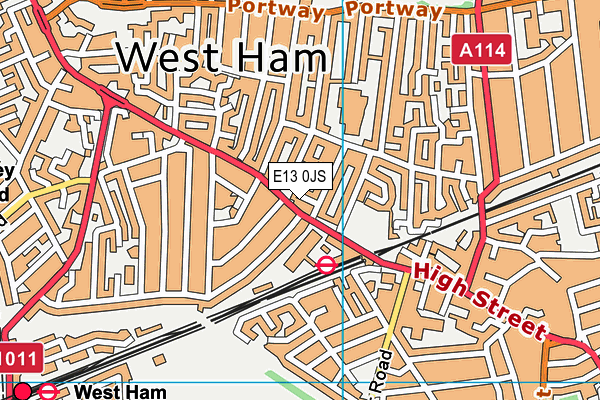 E13 0JS map - OS VectorMap District (Ordnance Survey)